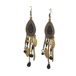 HOT Drop Dangle Earrings Boho Style Eardrop Bronze Leaf Waterdrop Feather